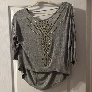 Gray Studded Women's Top